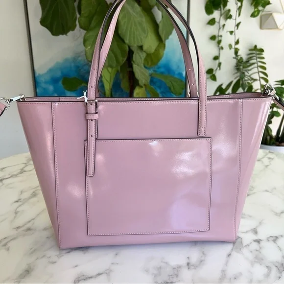 NWT Tory Burch Emerson Small Tote Clay Pink Patent Leather Shoulder Crossbody